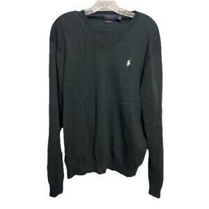 Polo Ralph Lauren V Neck Pima Cotton Sweater Navy Blue Men's Large